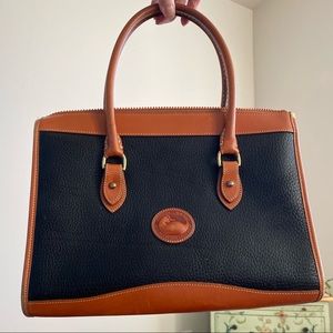 Dooney & Bourke Black and Brown Pebbled Leather Tote
